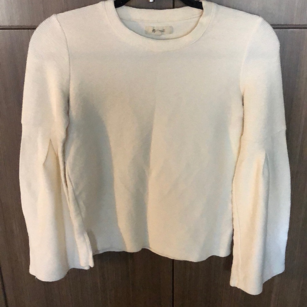Madewell white long sleeve bell sleeve top